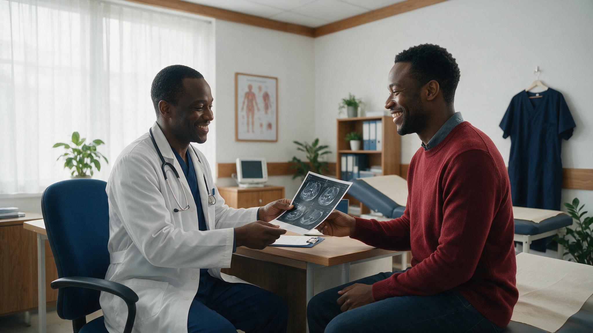 A sonographer examining a patient's abdomen